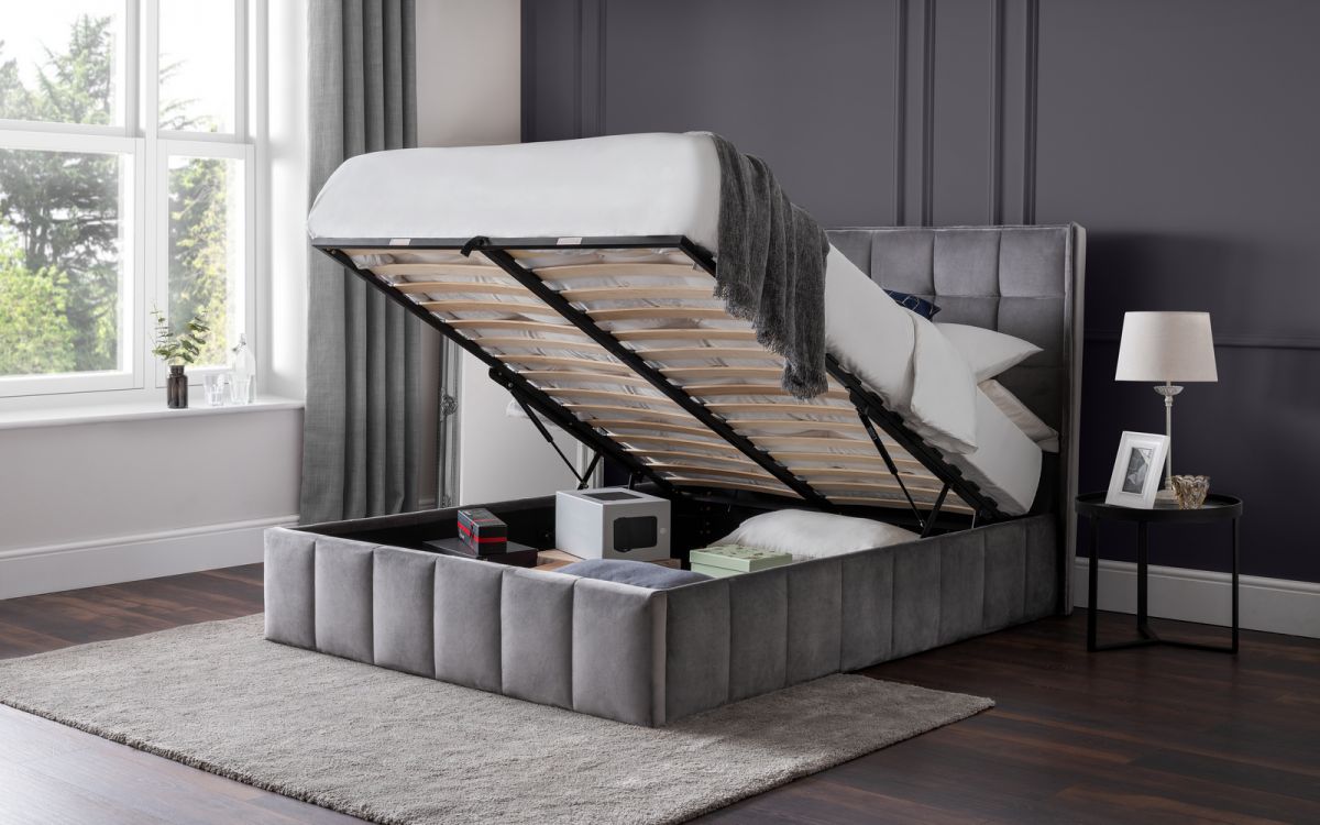 Gatsby Storage Ottoman Bed 135cm Double - Light grey Julian Bowen