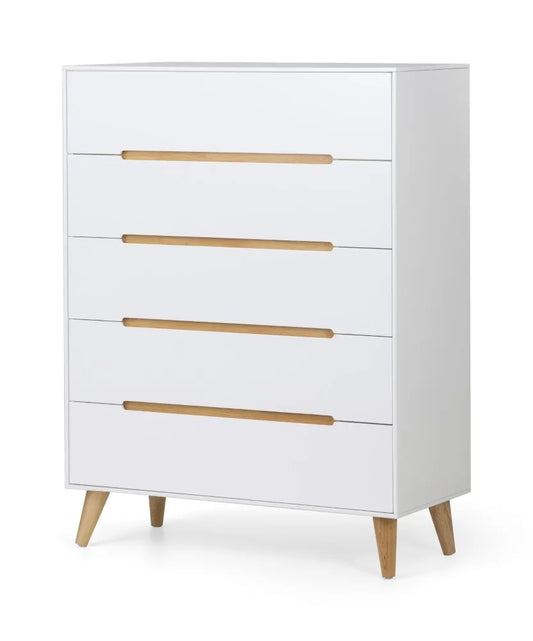 Alicia 5 Drawer Chest White Julian Bowen