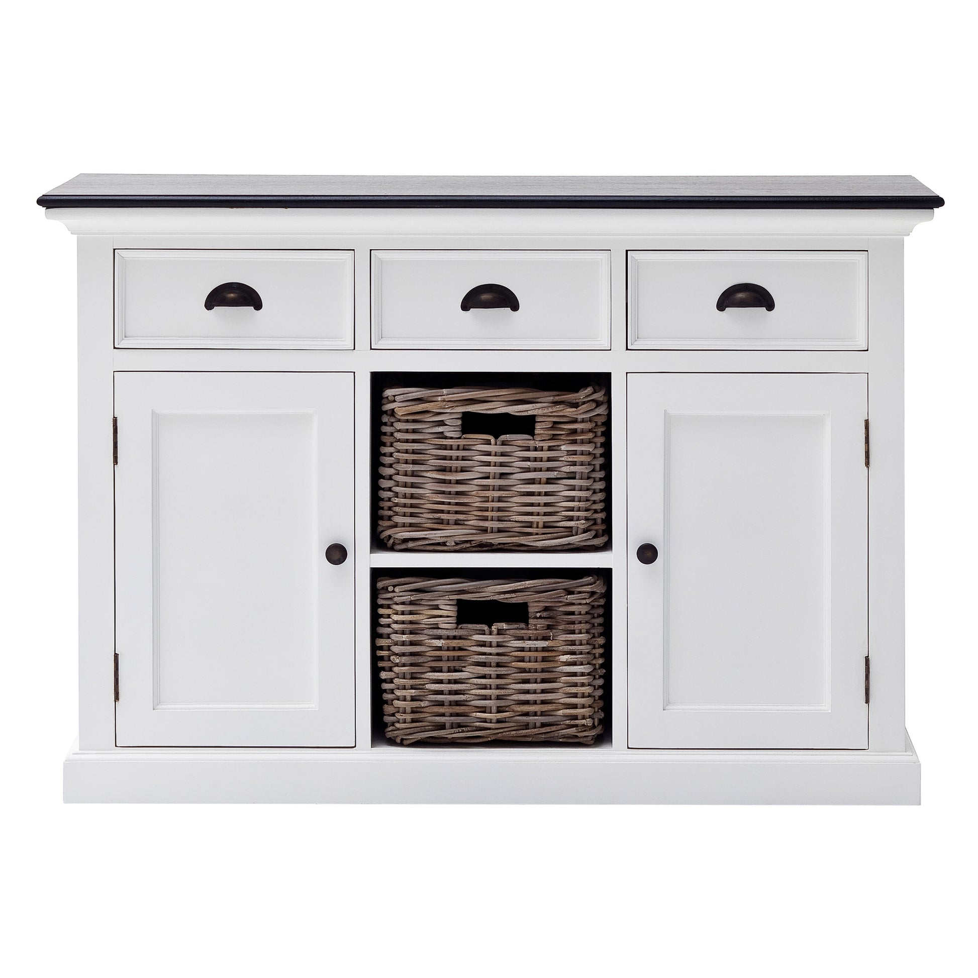 NovaSolo Halifax Contrast Classic White Buffet with 2 Baskets - Oakavia