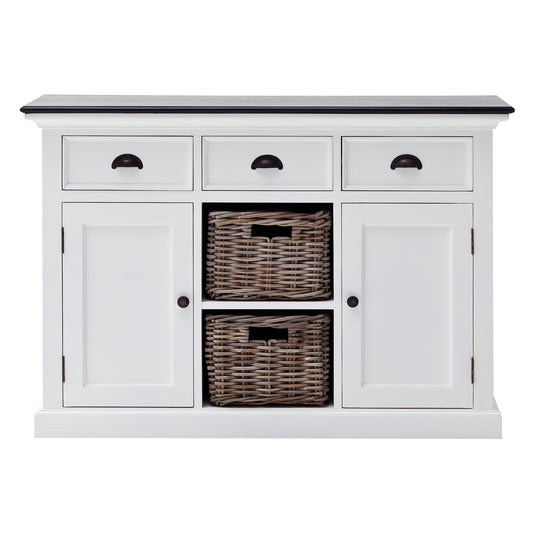 NovaSolo Halifax Contrast Classic White Buffet with 2 Baskets - Oakavia