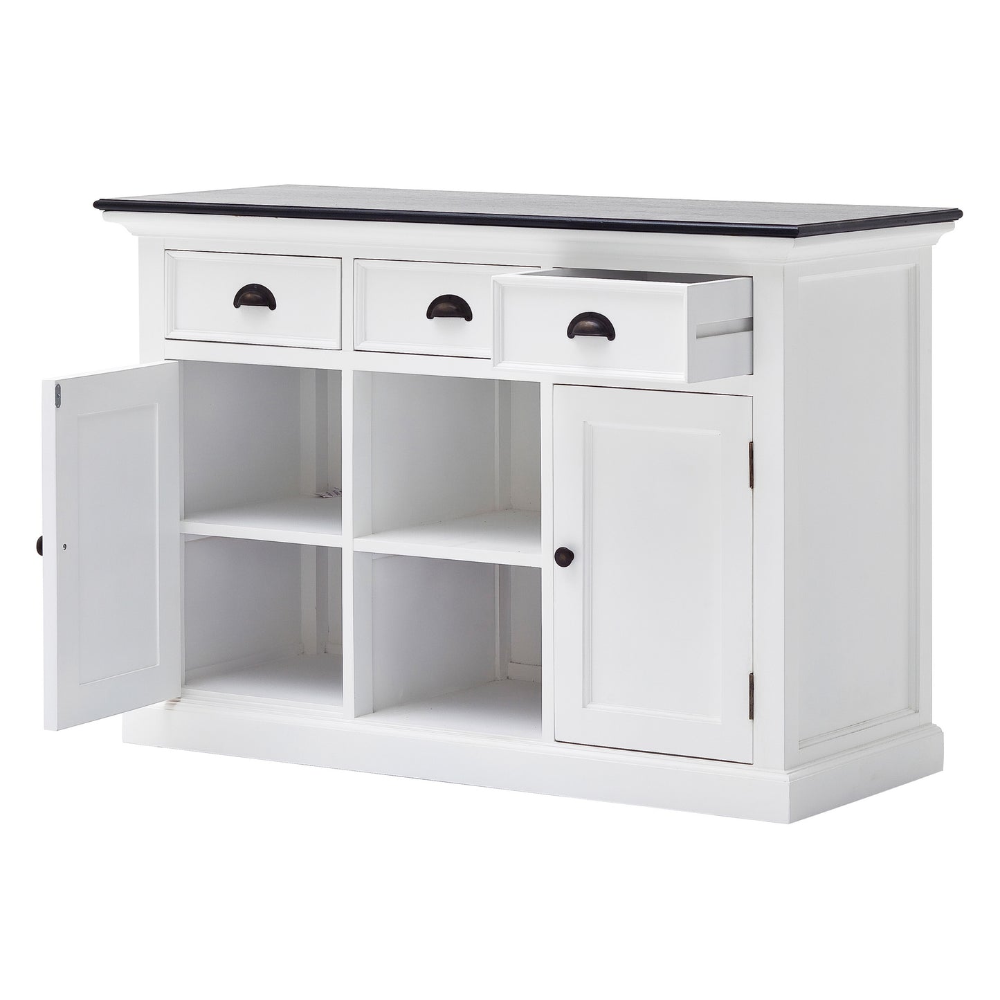 NovaSolo Halifax Contrast Classic White Buffet with 2 Baskets - Oakavia