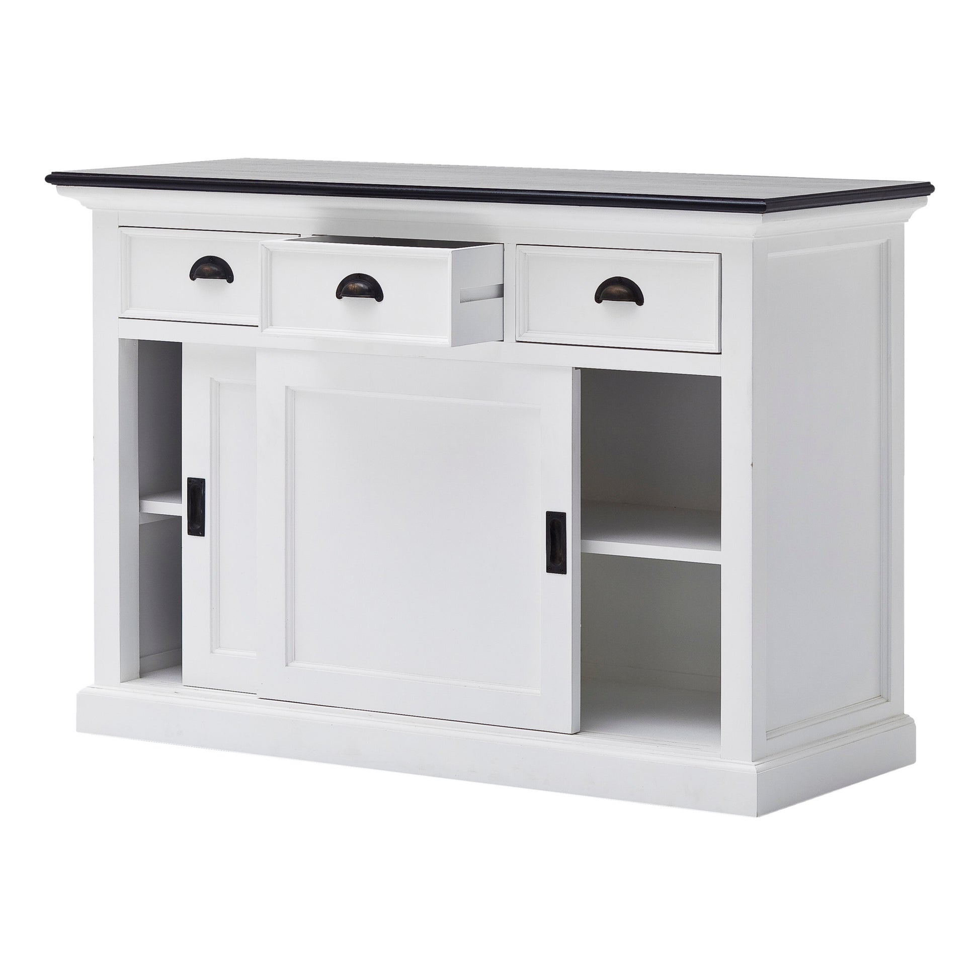 NovaSolo Halifax Contrast Classic White Buffet with Sliding Doors - Oakavia