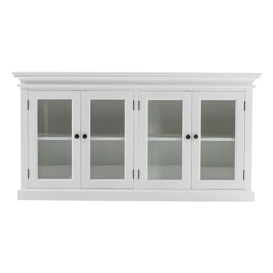 NovaSolo Halifax Classic White Display Buffet with 4 Glass Doors - Oakavia