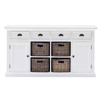 NovaSolo Halifax Classic White Buffet with 4 Baskets - Oakavia