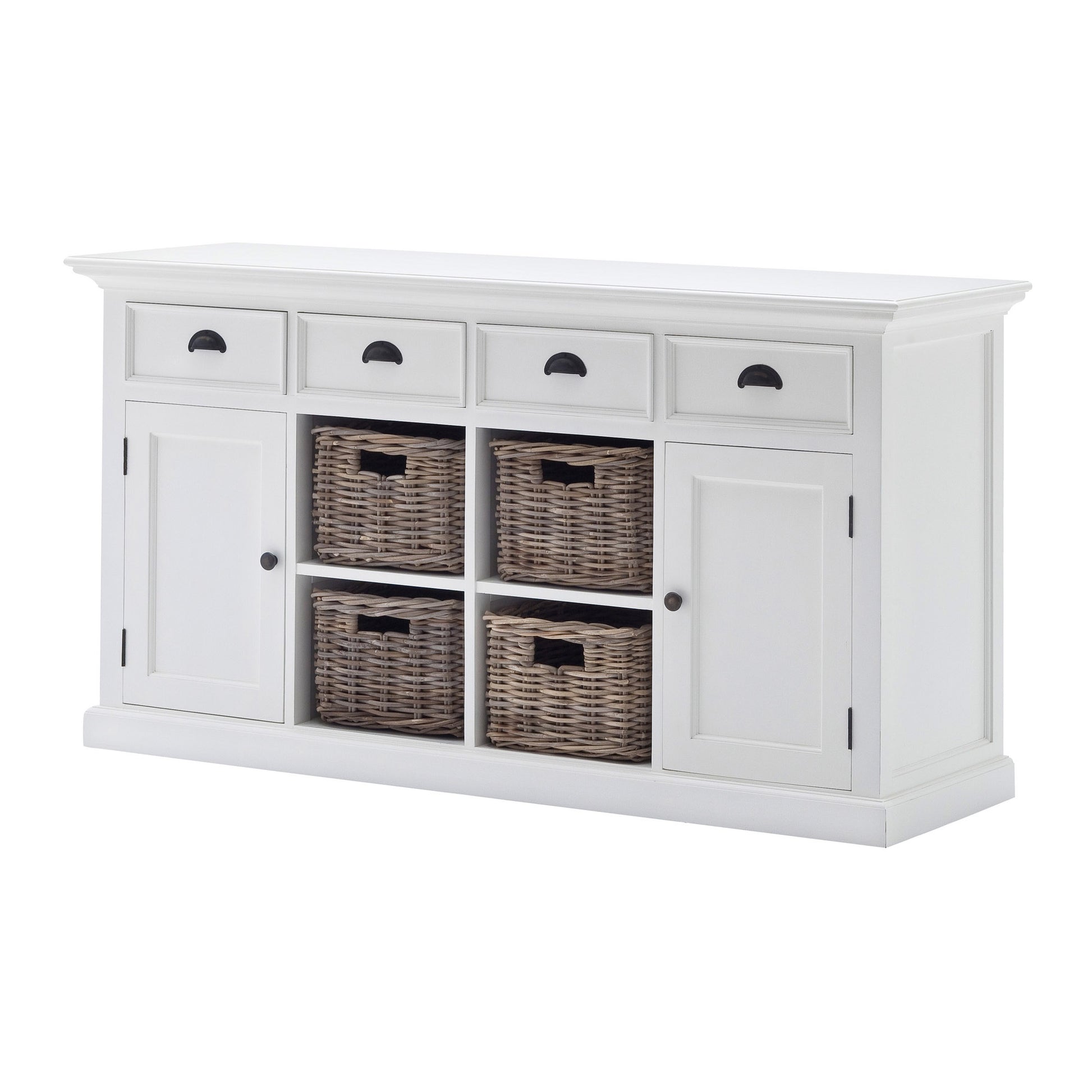 NovaSolo Halifax Classic White Buffet with 4 Baskets - Oakavia