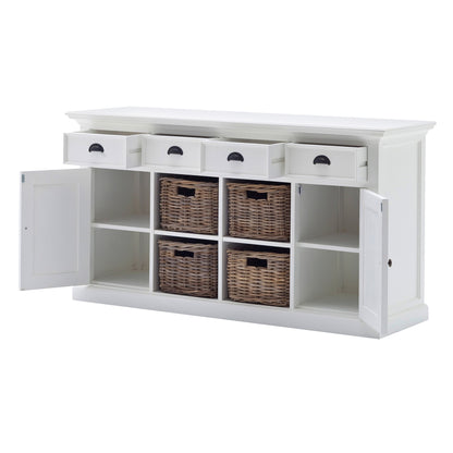 NovaSolo Halifax Classic White Buffet with 4 Baskets - Oakavia