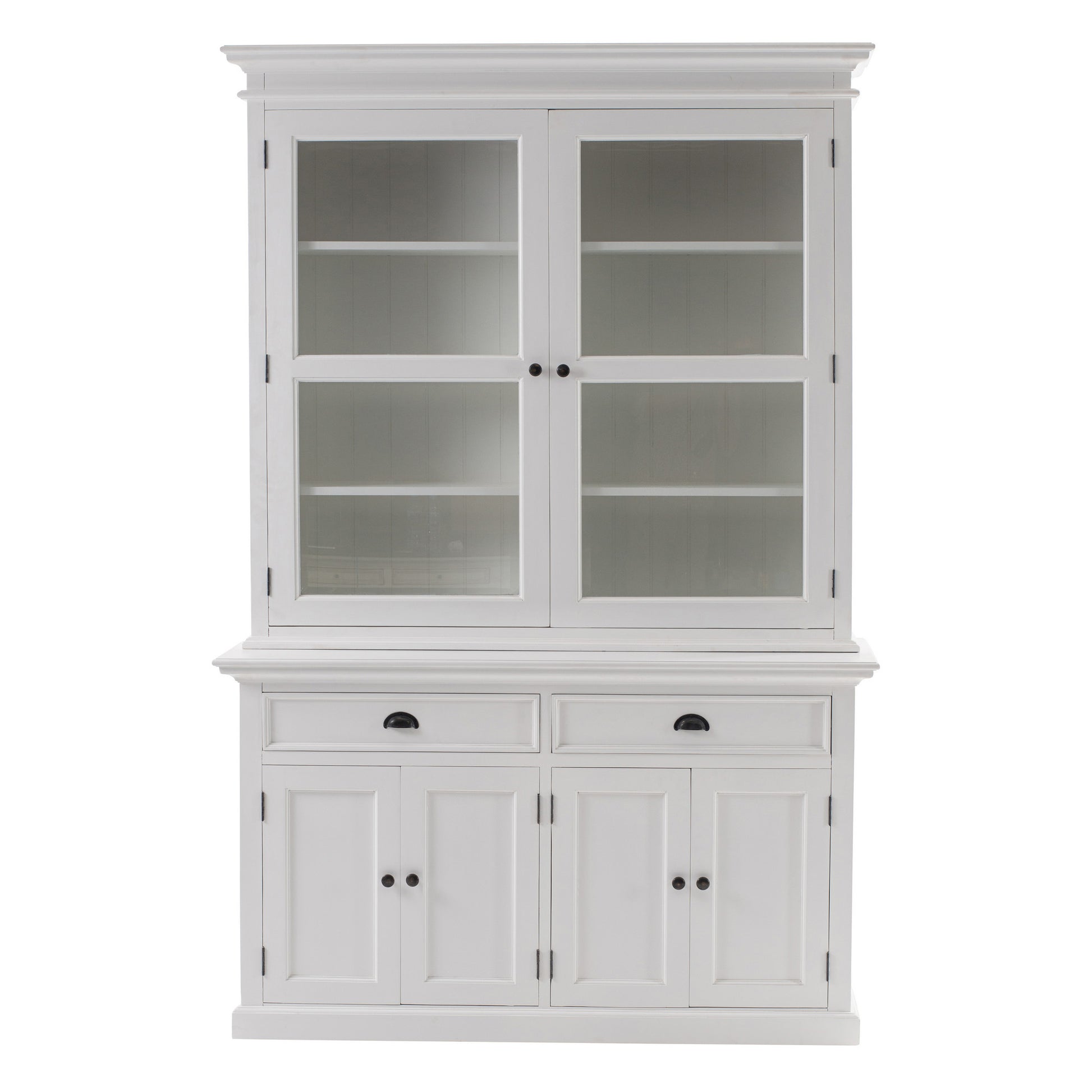 NovaSolo Halifax Classic White Glass-Display Hutch Unit - Oakavia