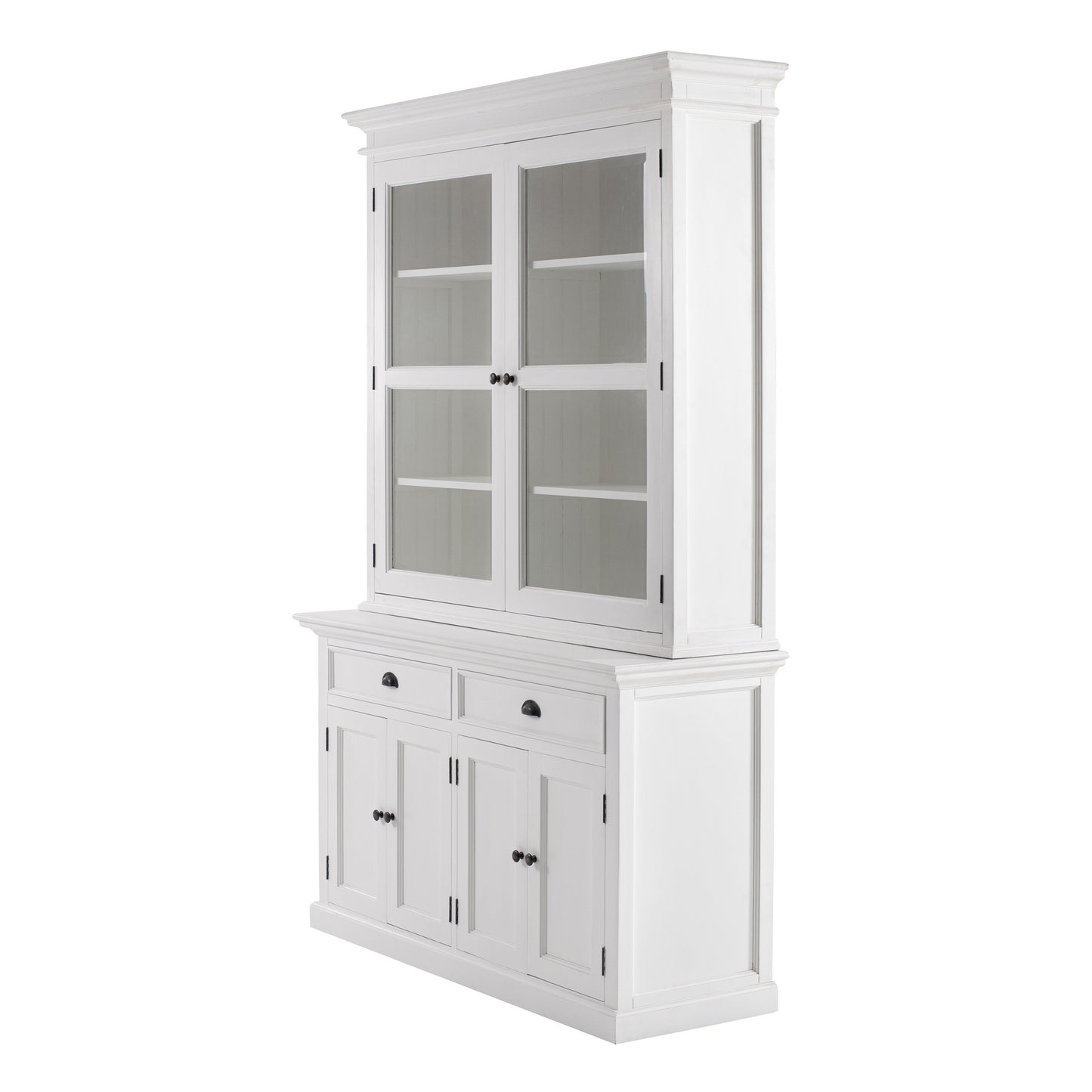 NovaSolo Halifax Classic White Glass-Display Hutch Unit - Oakavia