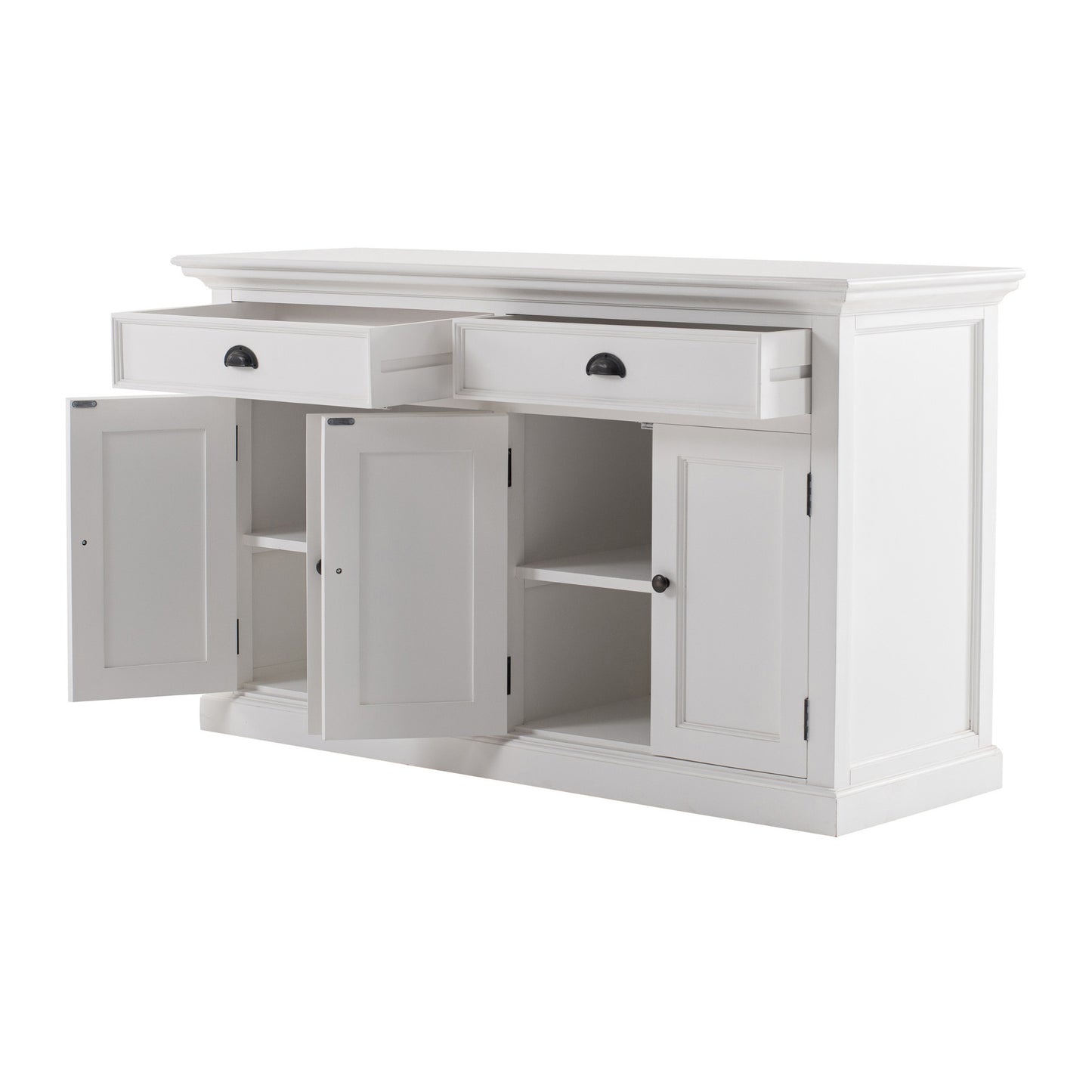 NovaSolo Halifax Classic White Glass-Display Hutch Unit - Oakavia