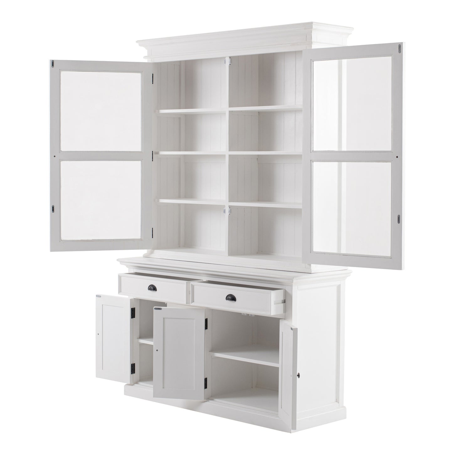 NovaSolo Halifax Classic White Glass-Display Hutch Unit - Oakavia