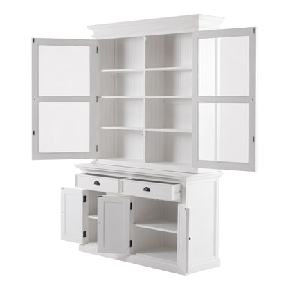 NovaSolo Halifax Classic White Glass-Display Hutch Unit - Oakavia