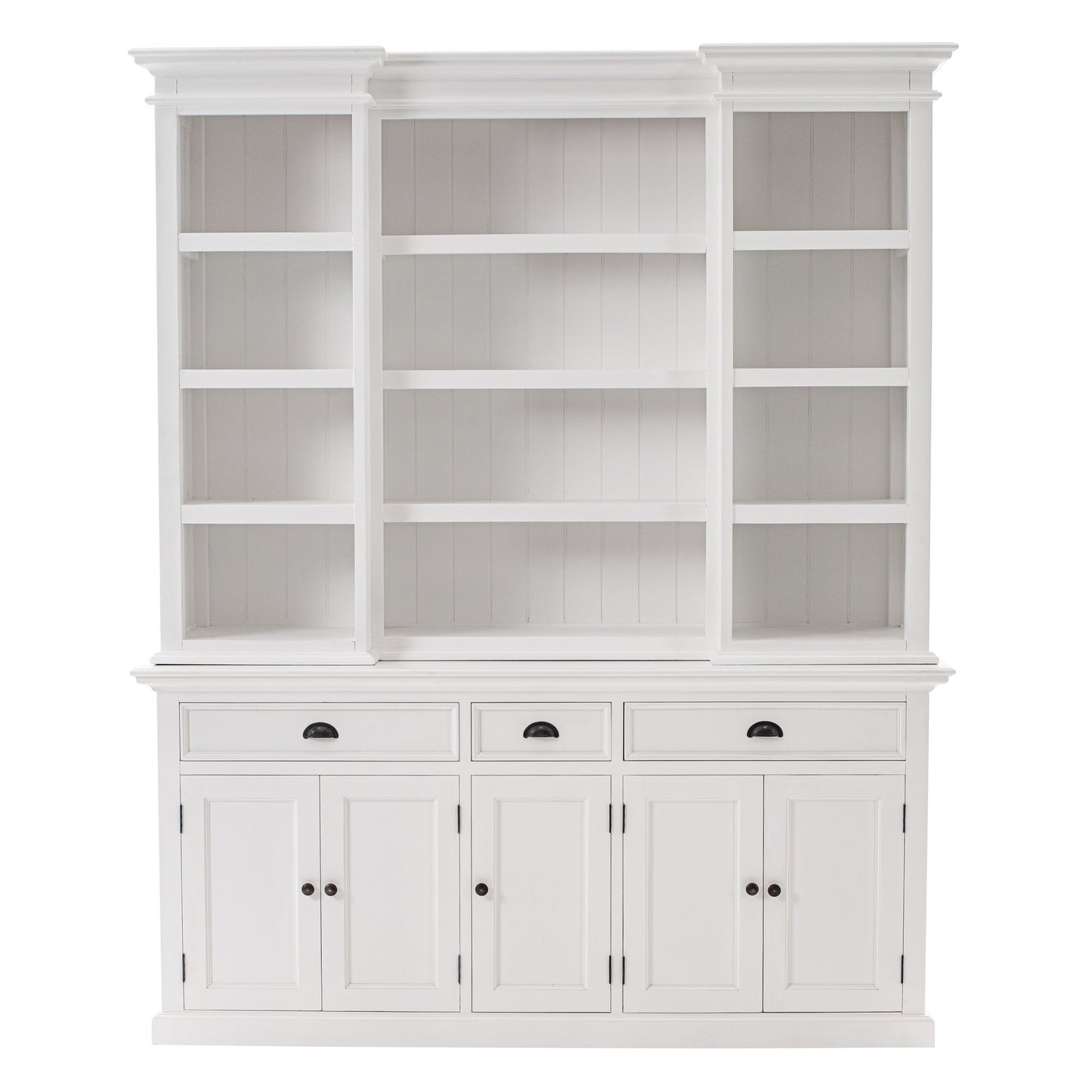 NovaSolo Halifax Classic White Kitchen Hutch Cabinet with 5 Doors 3 Drawers - Oakavia