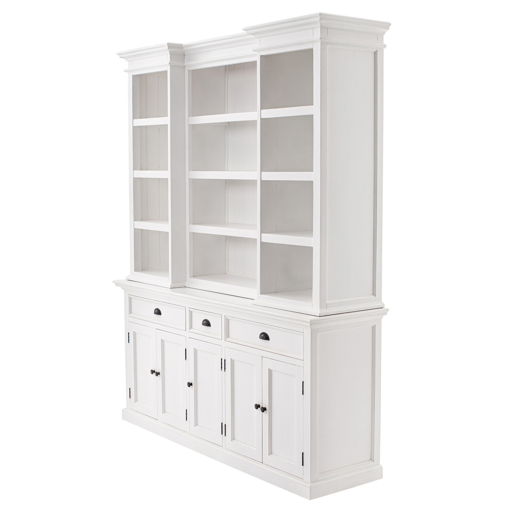 NovaSolo Halifax Classic White Kitchen Hutch Cabinet with 5 Doors 3 Drawers - Oakavia