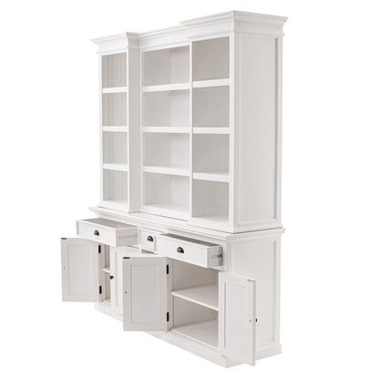 NovaSolo Halifax Classic White Kitchen Hutch Cabinet with 5 Doors 3 Drawers - Oakavia