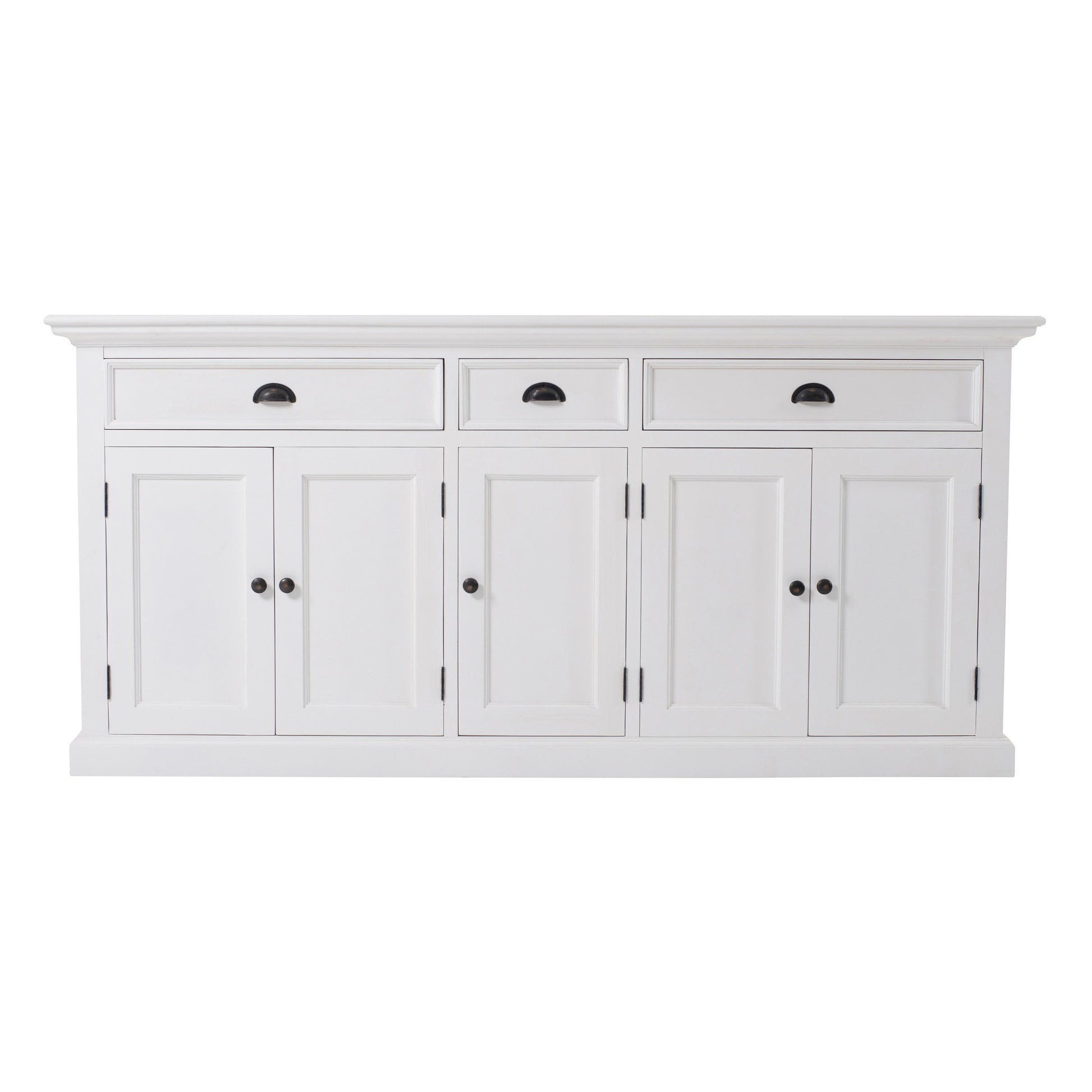 NovaSolo Halifax Classic White Kitchen Hutch Cabinet with 5 Doors 3 Drawers - Oakavia