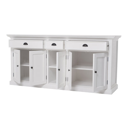 NovaSolo Halifax Classic White Kitchen Hutch Cabinet with 5 Doors 3 Drawers - Oakavia