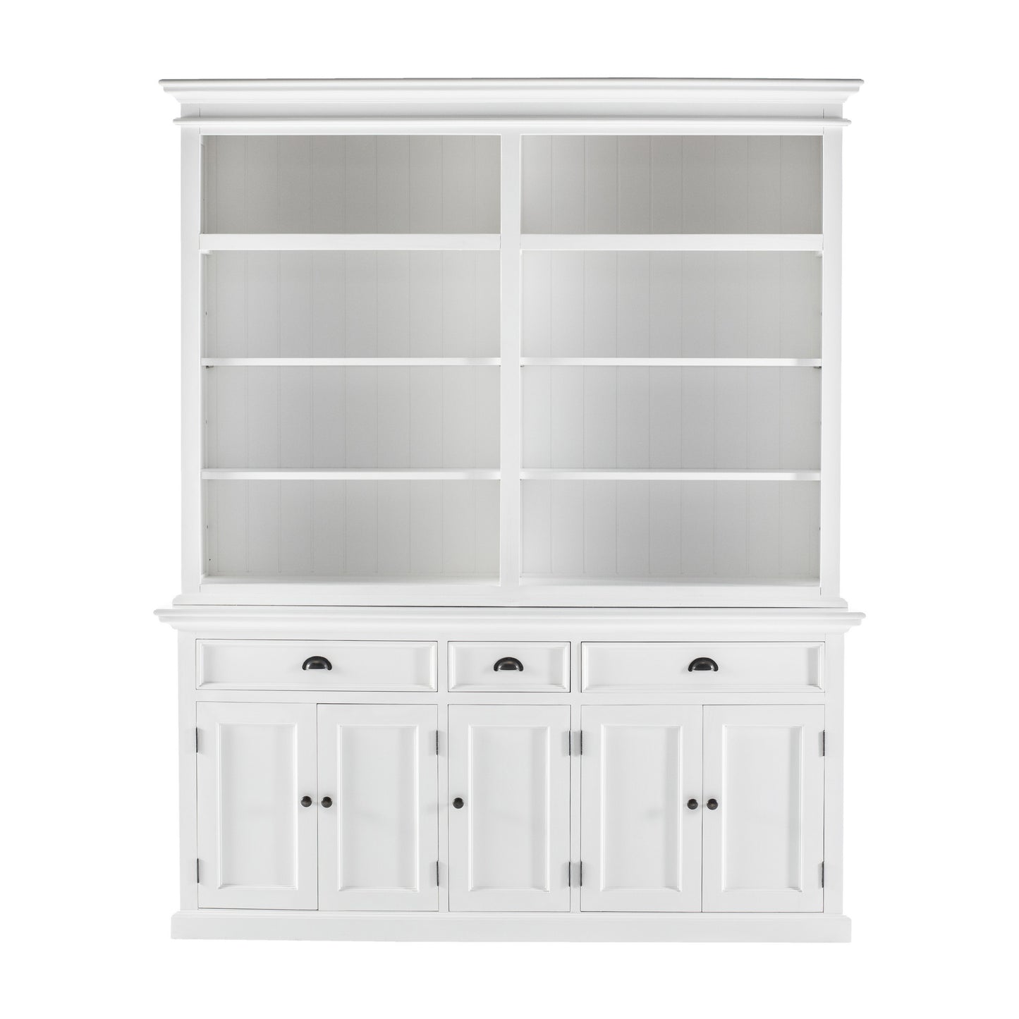 NovaSolo Halifax Classic White Hutch Bookcase 5 Doors 3 Drawers - Oakavia