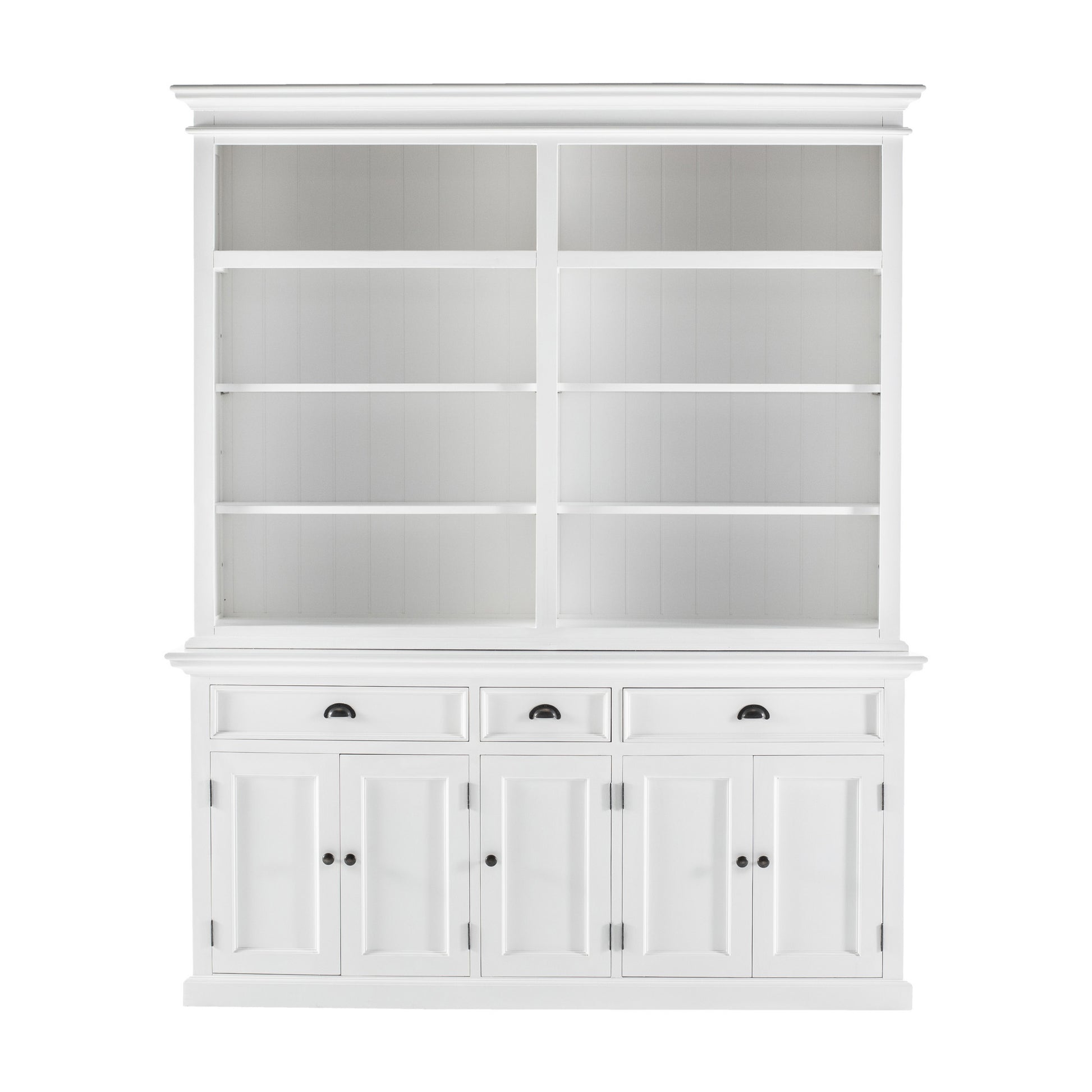 NovaSolo Halifax Classic White Hutch Bookcase 5 Doors 3 Drawers - Oakavia