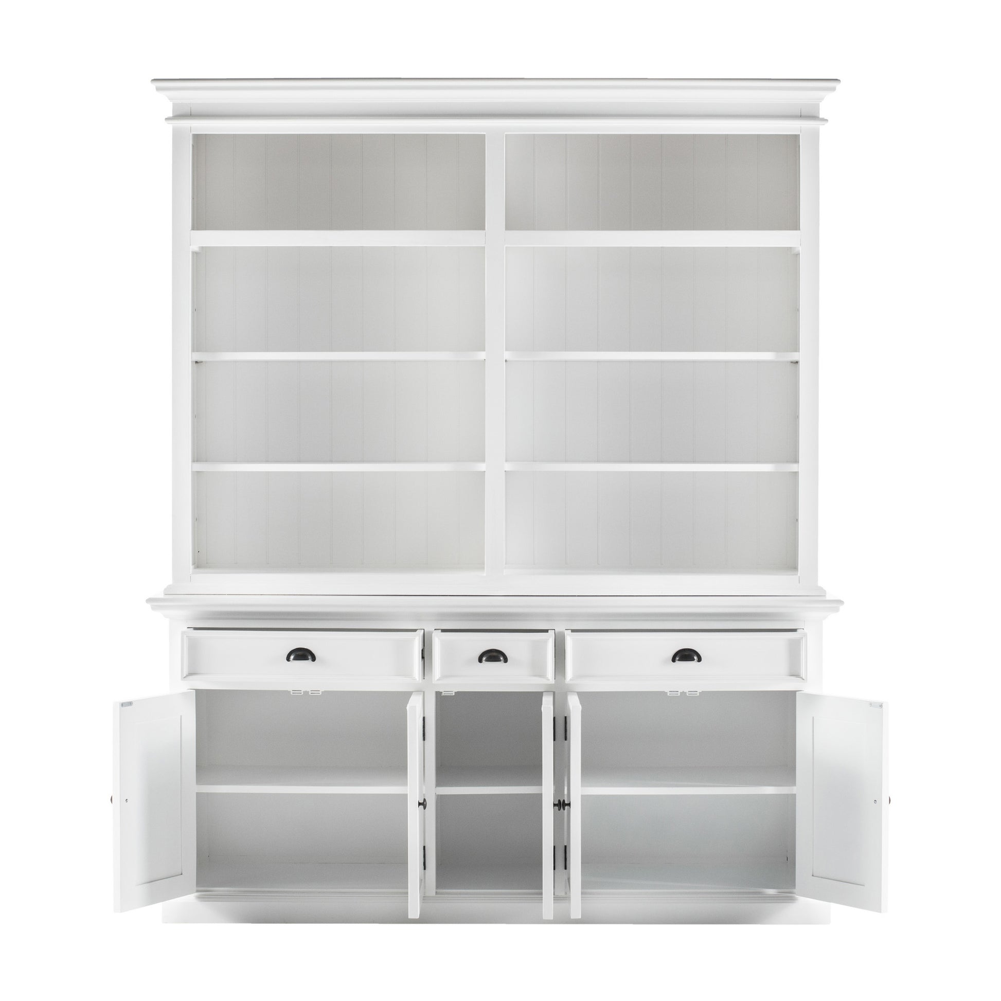 NovaSolo Halifax Classic White Hutch Bookcase 5 Doors 3 Drawers - Oakavia