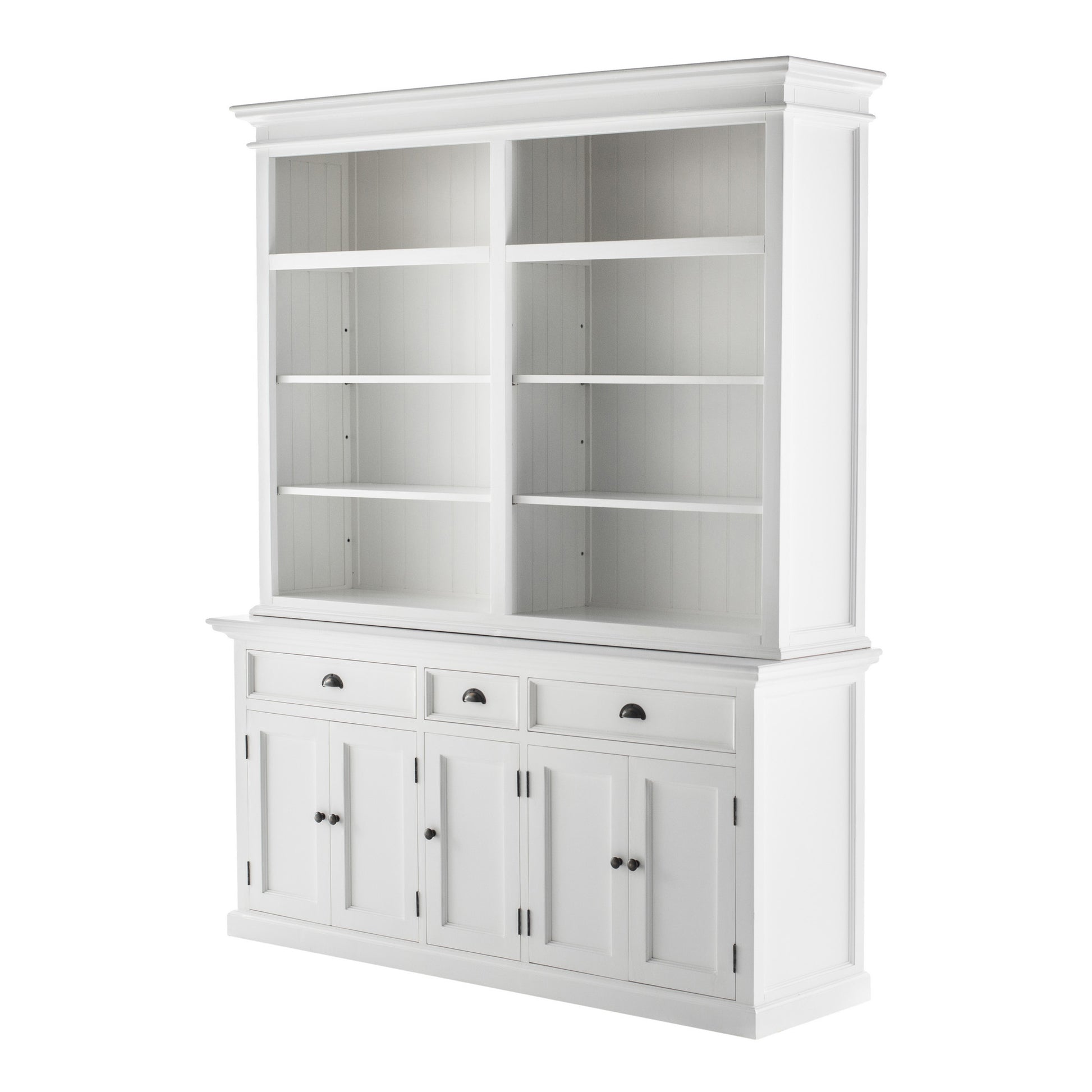 NovaSolo Halifax Classic White Hutch Bookcase 5 Doors 3 Drawers - Oakavia