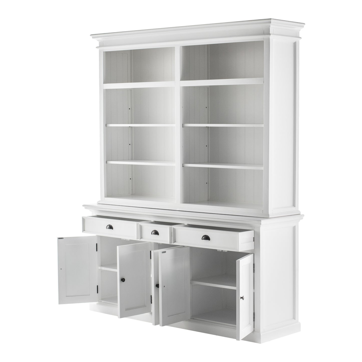 NovaSolo Halifax Classic White Hutch Bookcase 5 Doors 3 Drawers - Oakavia