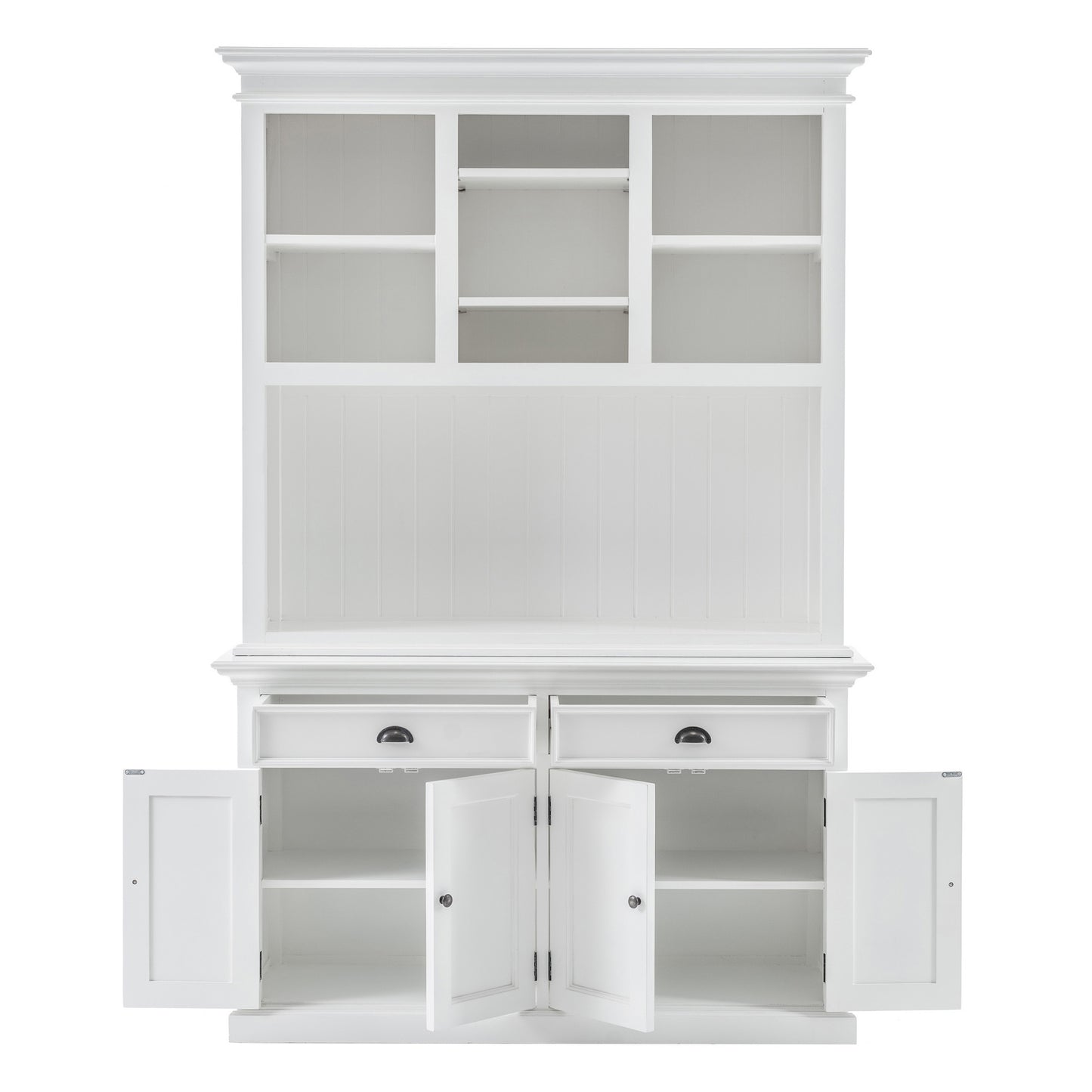 NovaSolo Halifax Classic White Buffet Hutch Unit with 2 Adjustable Shelves - Oakavia