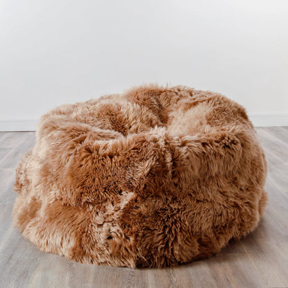 XXL Luxurious Light Brown Sheepskin Beanbag - Oakavia