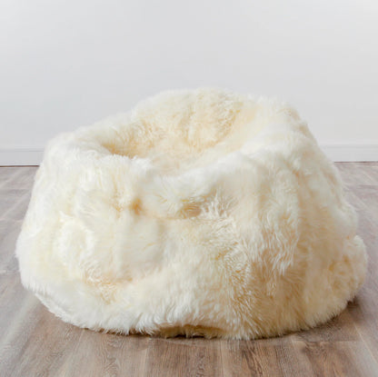 XXL Luxurious Natural White Sheepskin Beanbag - Oakavia