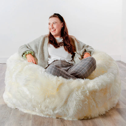 XXL Luxurious Natural White Sheepskin Beanbag - Oakavia