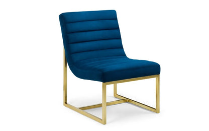 Bellagio Velvet Chair - Blue & Gold Julian Bowen