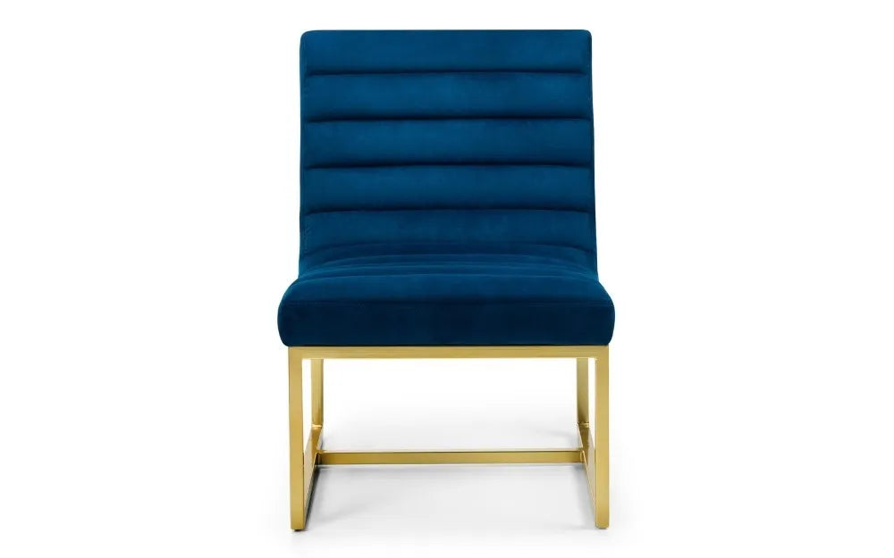 Bellagio Velvet Chair - Blue & Gold Julian Bowen