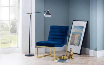 Bellagio Velvet Chair - Blue & Gold Julian Bowen