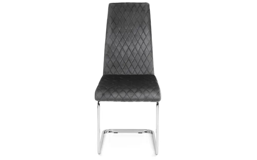 CALABRIA VELVET CANTILEVER DINING CHAIR - GREY Julian Bowen