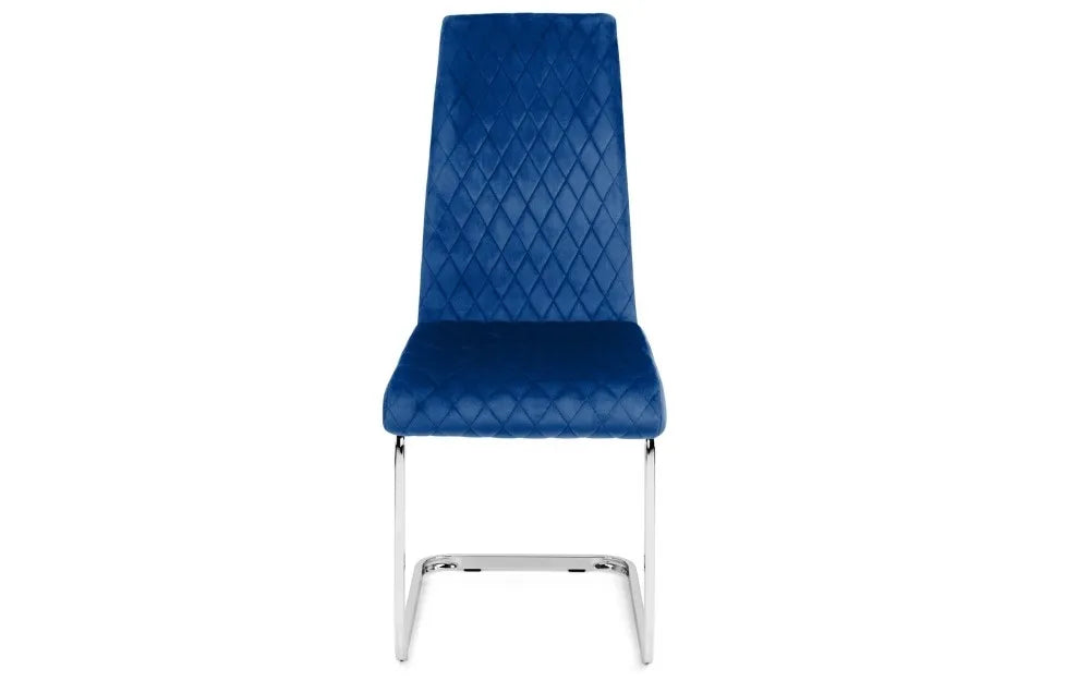 CALABRIA VELVET CANTILEVER DINING CHAIR - BLUE Julian Bowen