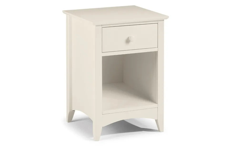 Cameo 1 Drawer Bedside - Stone White Julian Bowen