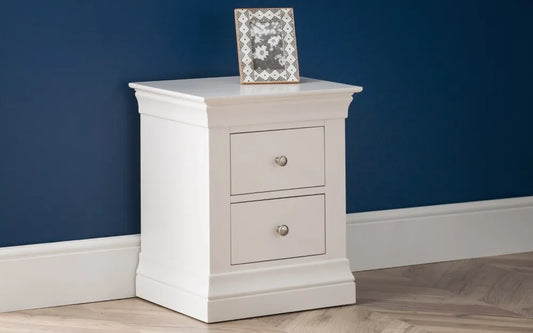 Clermont 2 Drawer Bedside - White Julian Bowen