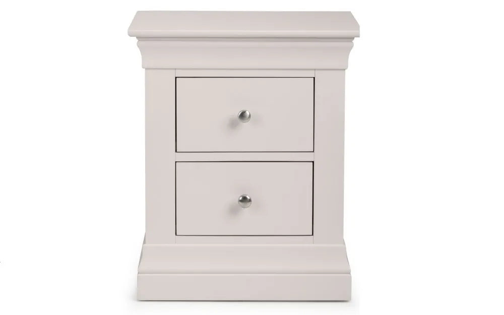 Clermont 2 Drawer Bedside - Light Grey Julian Bowen