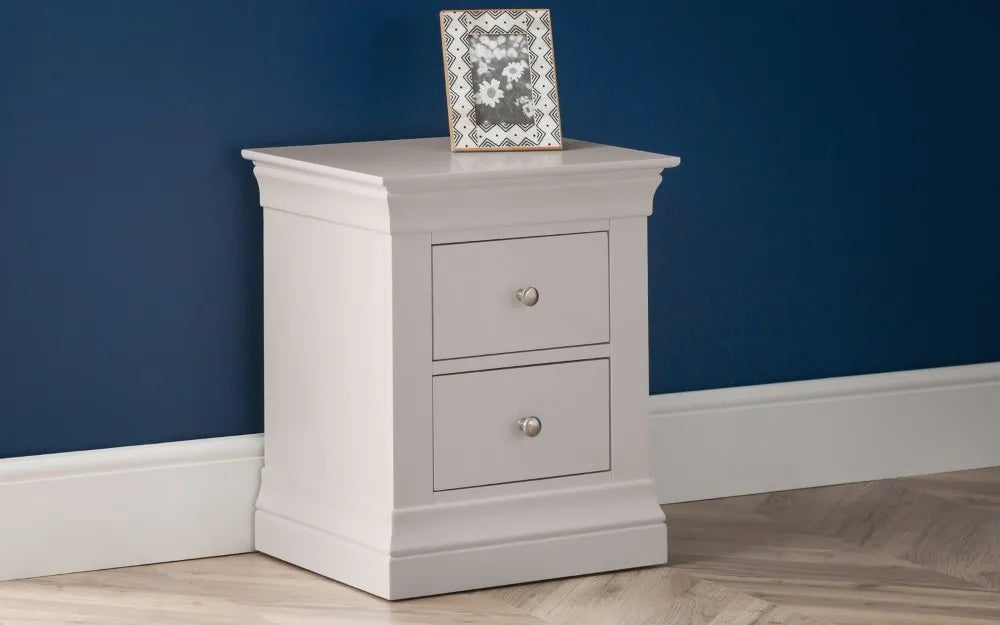 Clermont 2 Drawer Bedside - Light Grey Julian Bowen