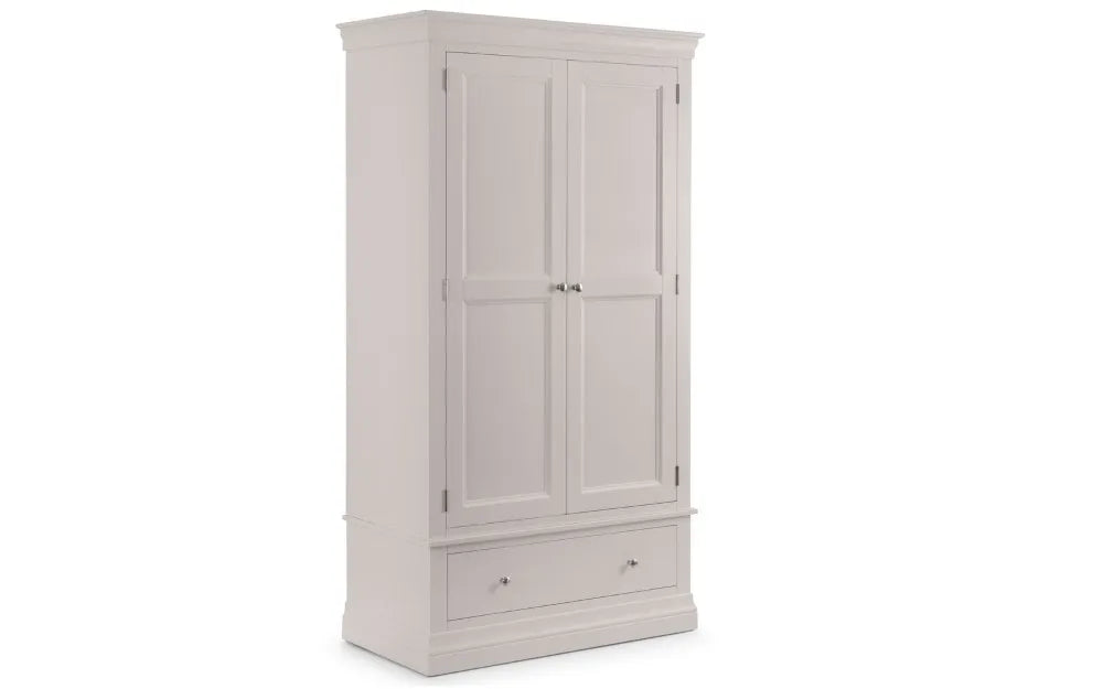 Clermont 2 Door 1 Drawer Wardrobe - Light Grey Julian Bowen