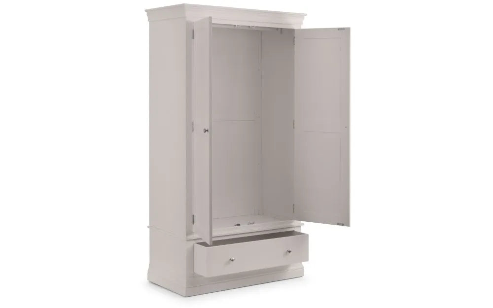 Clermont 2 Door 1 Drawer Wardrobe - Light Grey Julian Bowen