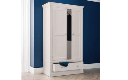 Clermont 2 Door 1 Drawer Wardrobe - Light Grey Julian Bowen