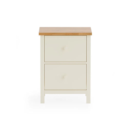 Coxmoor 2 Drawer Bedside - Ivory & Oak