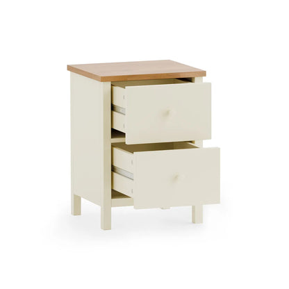 Coxmoor 2 Drawer Bedside - Ivory & Oak