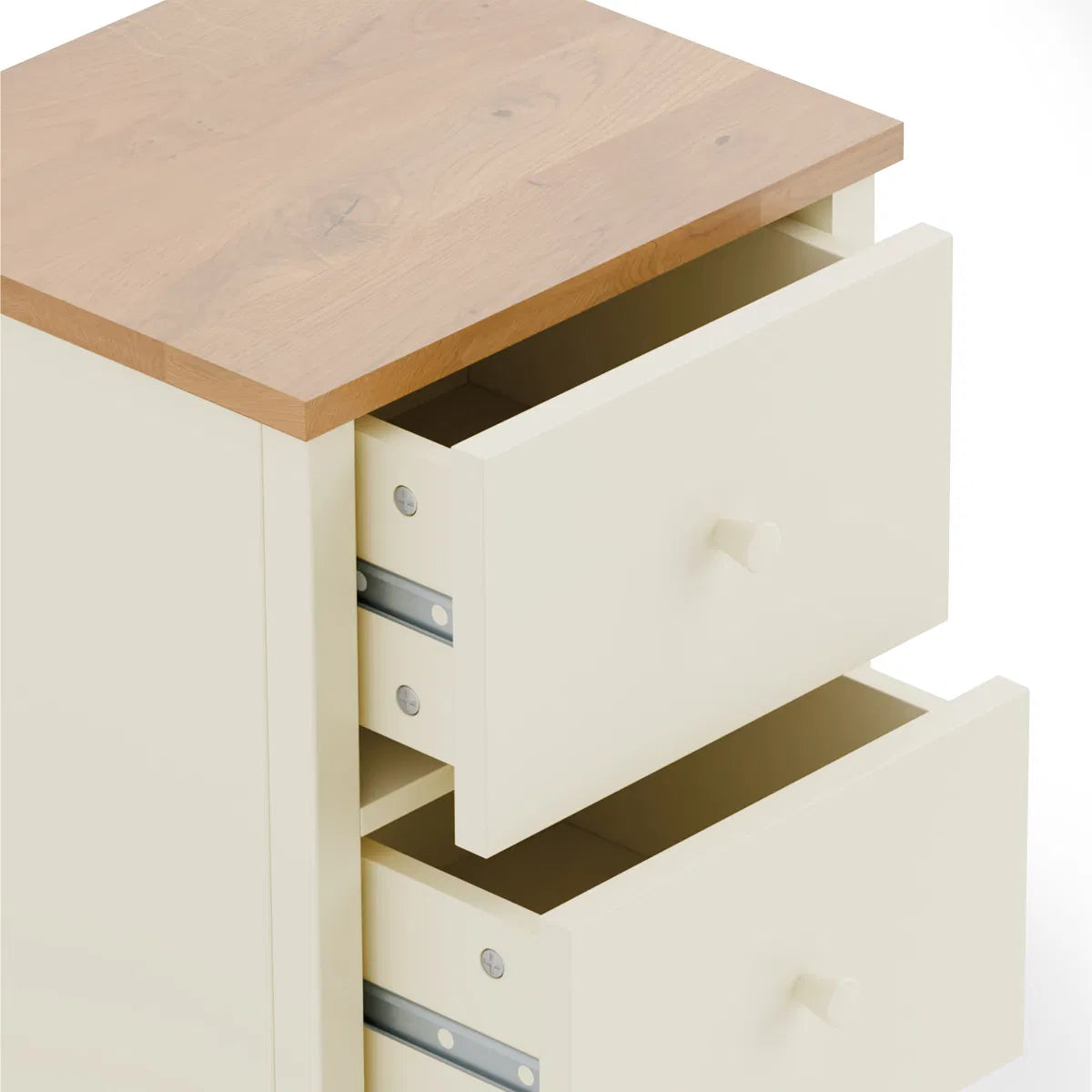 Coxmoor 2 Drawer Bedside - Ivory & Oak