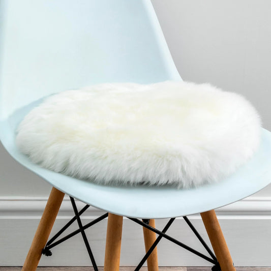 Natural White Round Sheepskin Chair Pad 40 x 40cm - Oakavia