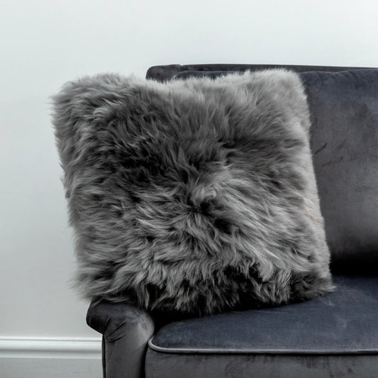 Grey Sheepskin Cushion - Oakavia