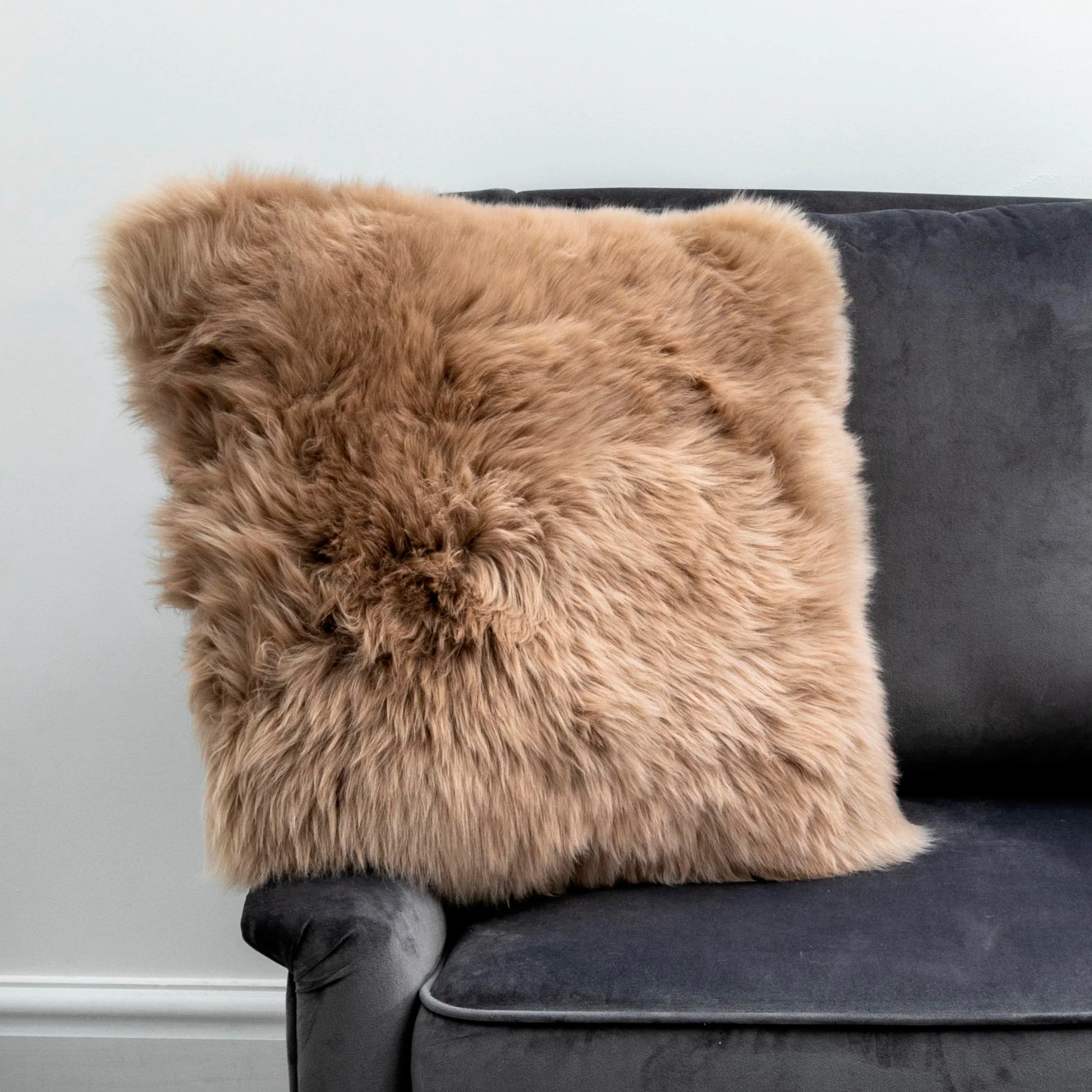 Light Brown Sheepskin Cushion - Oakavia