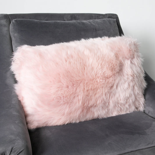 Pink Long Hair Sheepskin Cushion 30 x 50cm - Oakavia