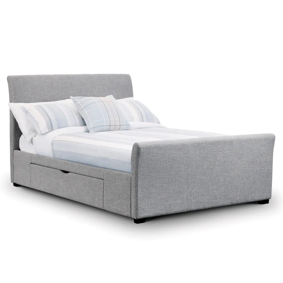 Capri Fabric Bed with Drawers - Light Grey 135cm Double Julian Bowen