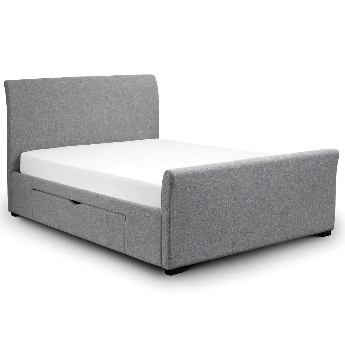 Capri Fabric Bed with Drawers - Light Grey 150cm King Size Julian Bowen